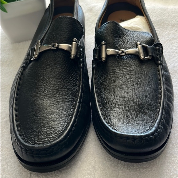 Flag Ltd Black Leather Slip-On Loafers with Horsebit Detail - Picture 2 of 13